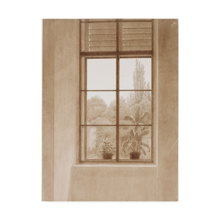 Caspar David Friedrich 'Window Looking Over The Park' Canvas Art,35x47